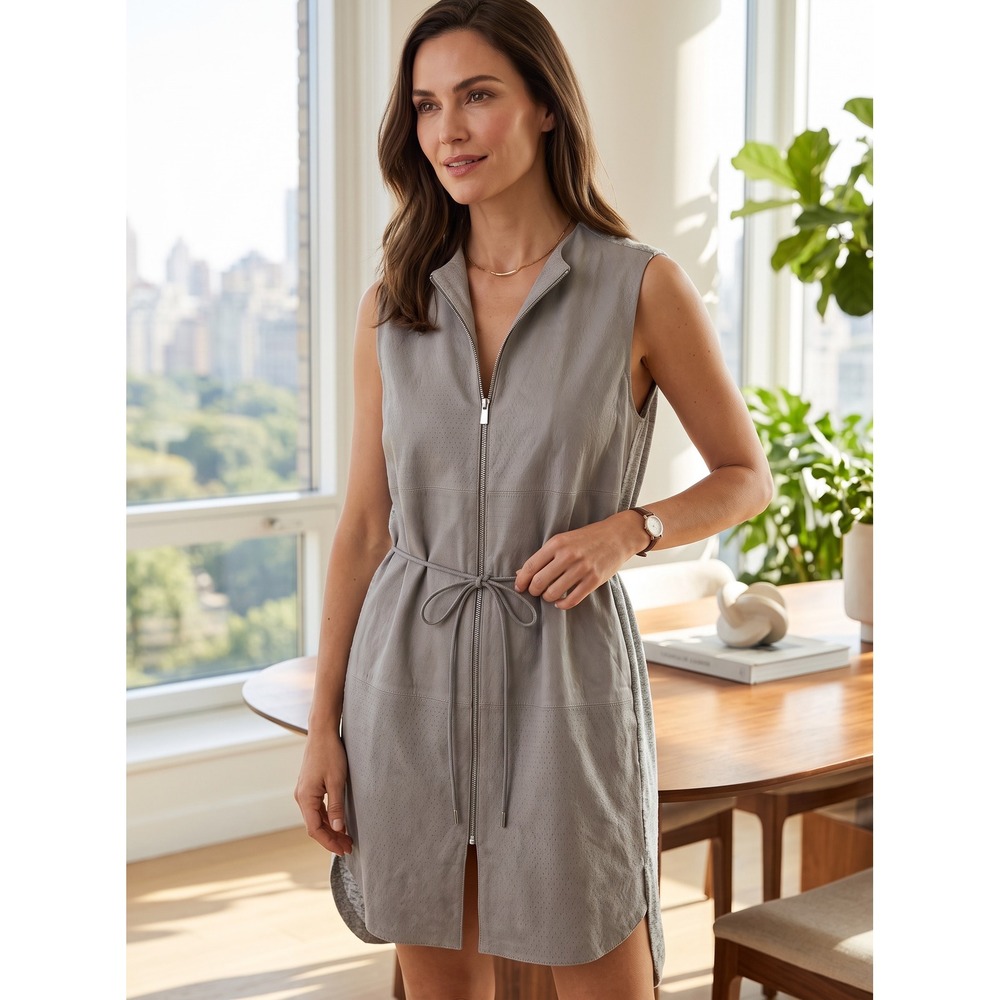 Lafayette 148 Leather Utility Dress Quiet Luxury Minimalist XL NWT